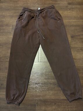 Fabletics Brown Fleece Jogger Sweatpants